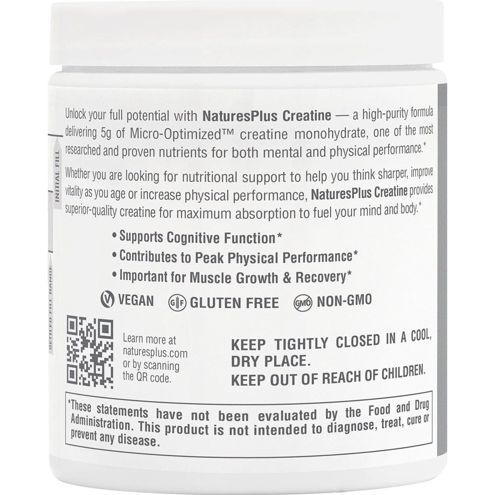 NATURES PLUS - Creatine Monohydrate Powder Ενίσχυση Μυϊκής Δύναμης & Αντοχής, Ενέργεια & Πνευματική Διαύγεια - 330gr