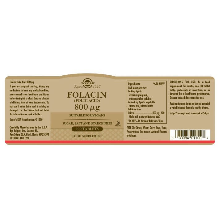 SOLGAR - Folacin 800μg - 100tabs