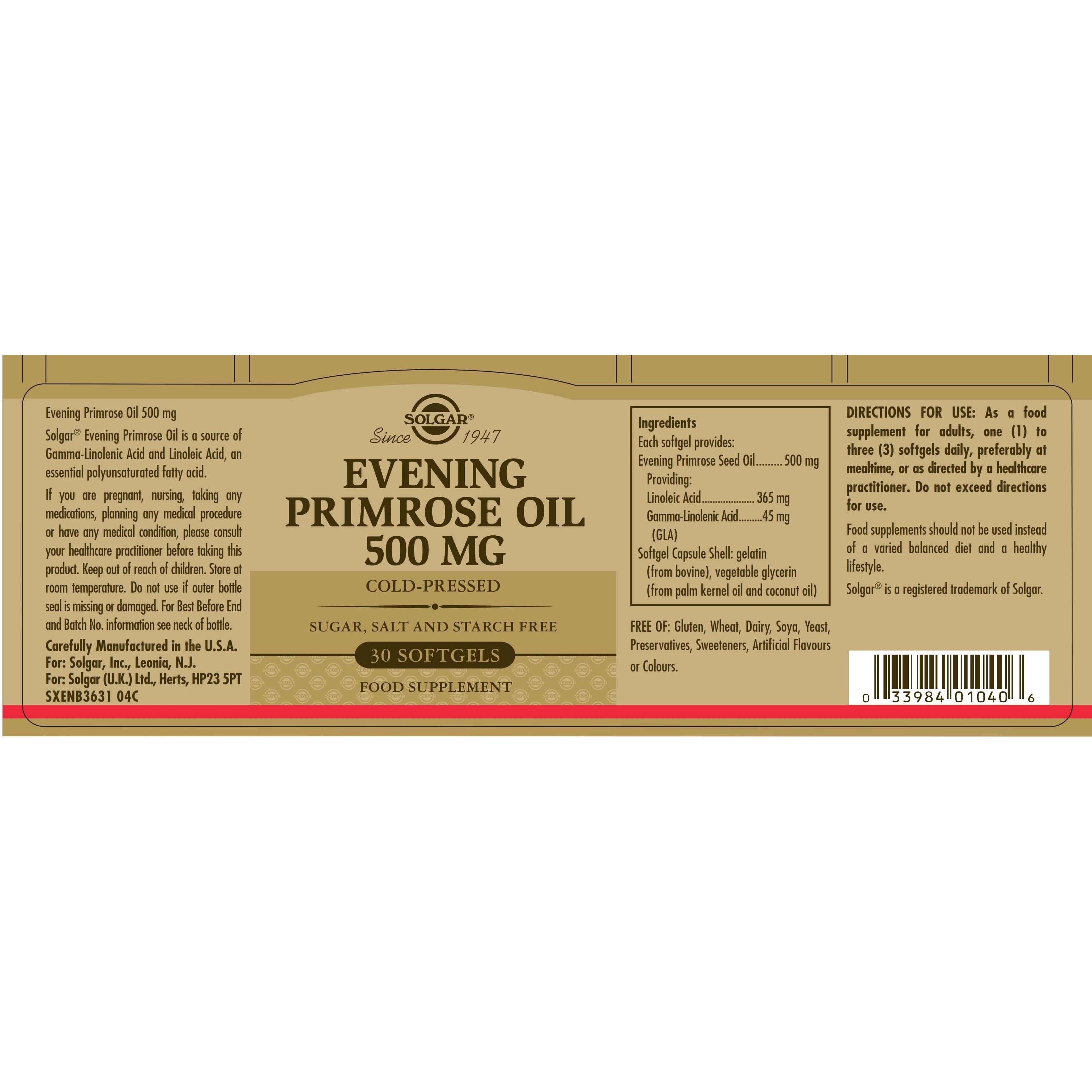 SOLGAR - Evening Primrose Oil 500mg - 30softgels