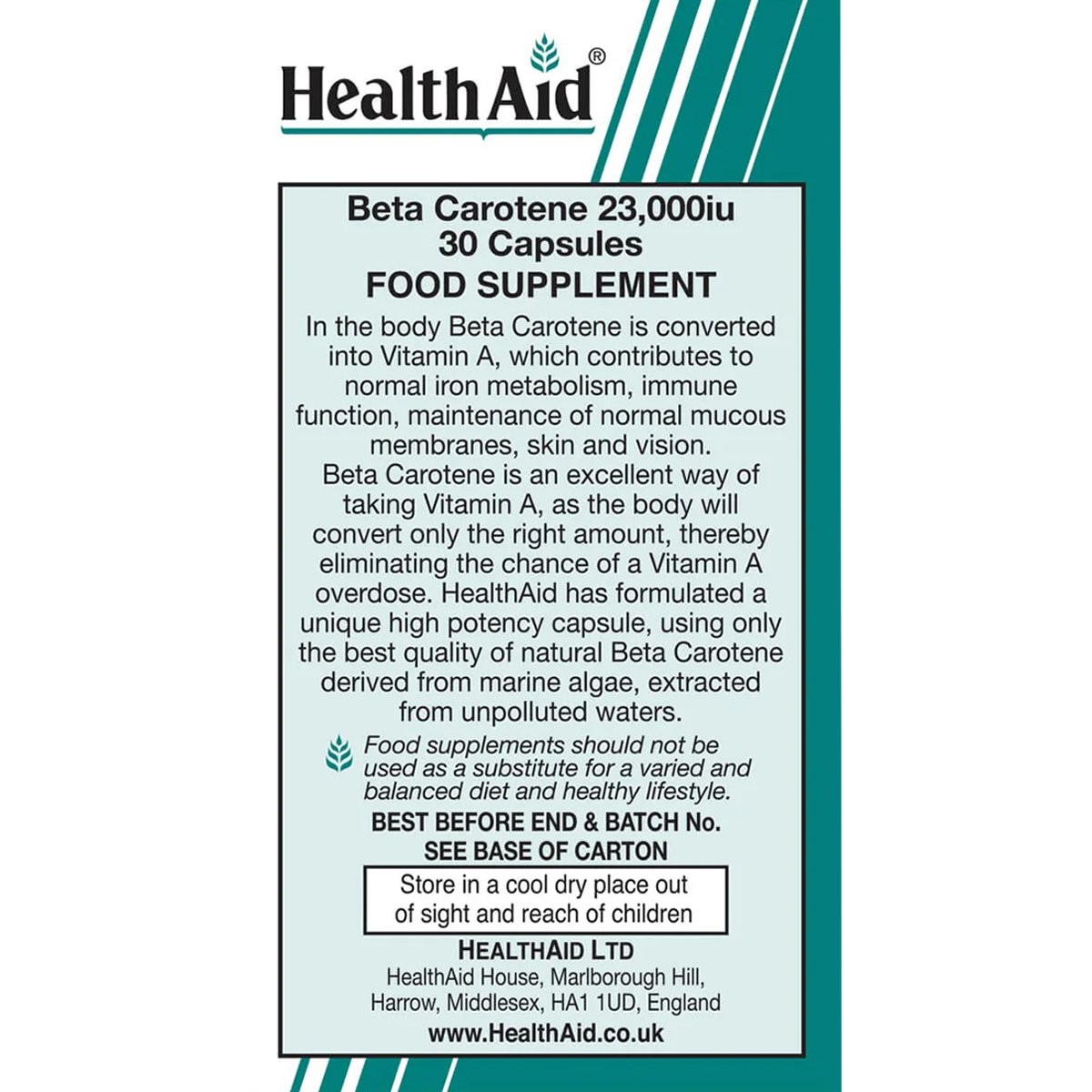 HEALTH AID - Beta Carotene 23000IU - 30caps