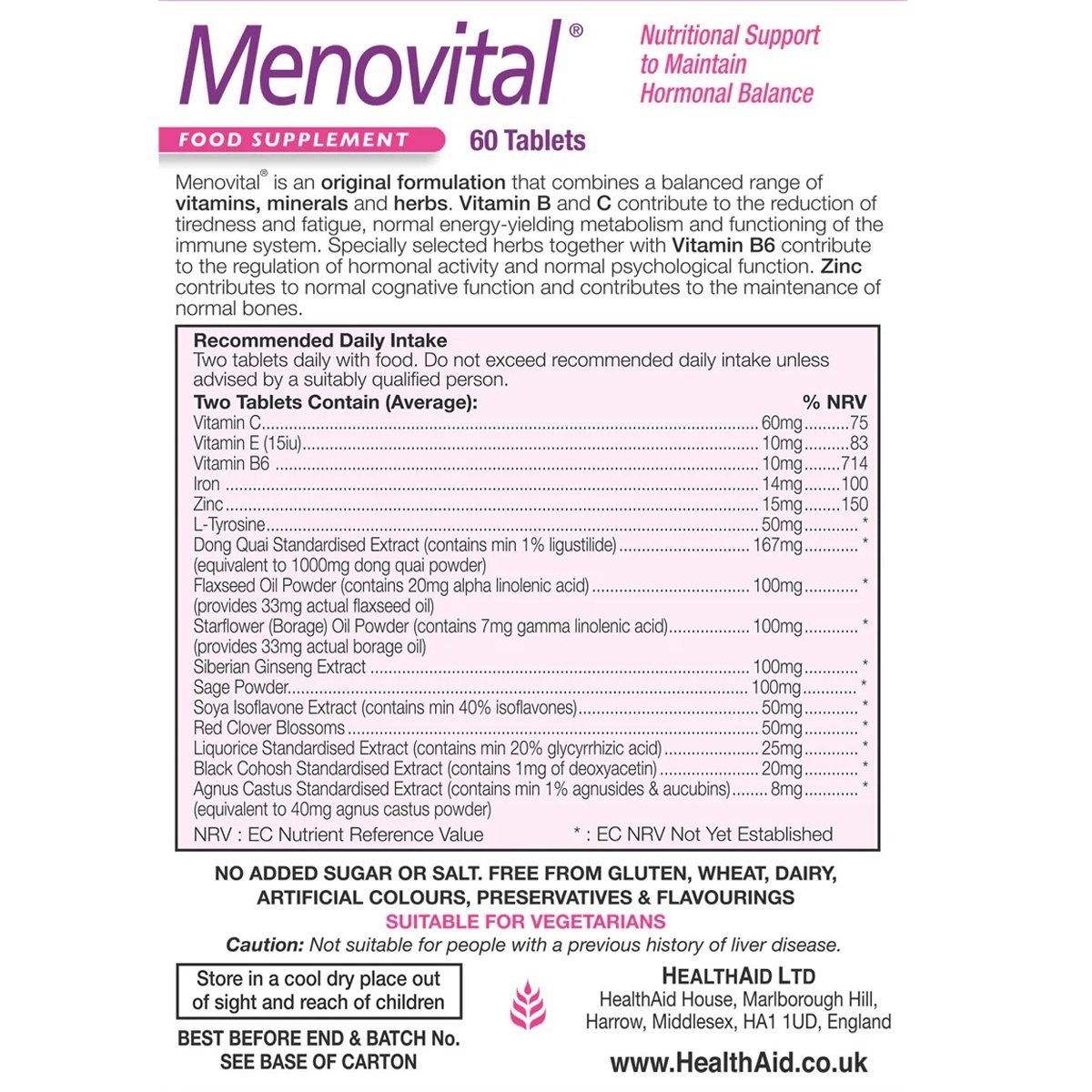 HEALTH AID - Menovital - 60tabs