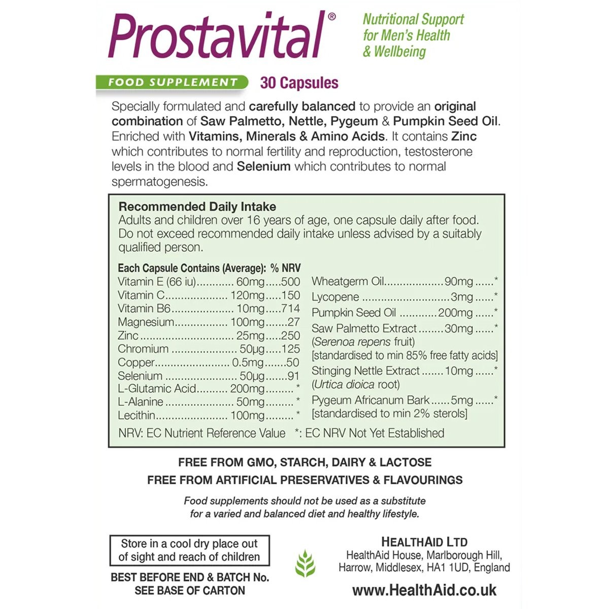 HEALTH AID - Prostavital - 30caps