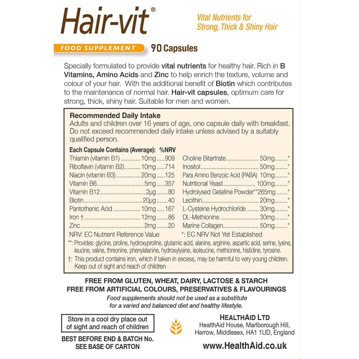HEALTH AID - Hair-Vit - 90caps