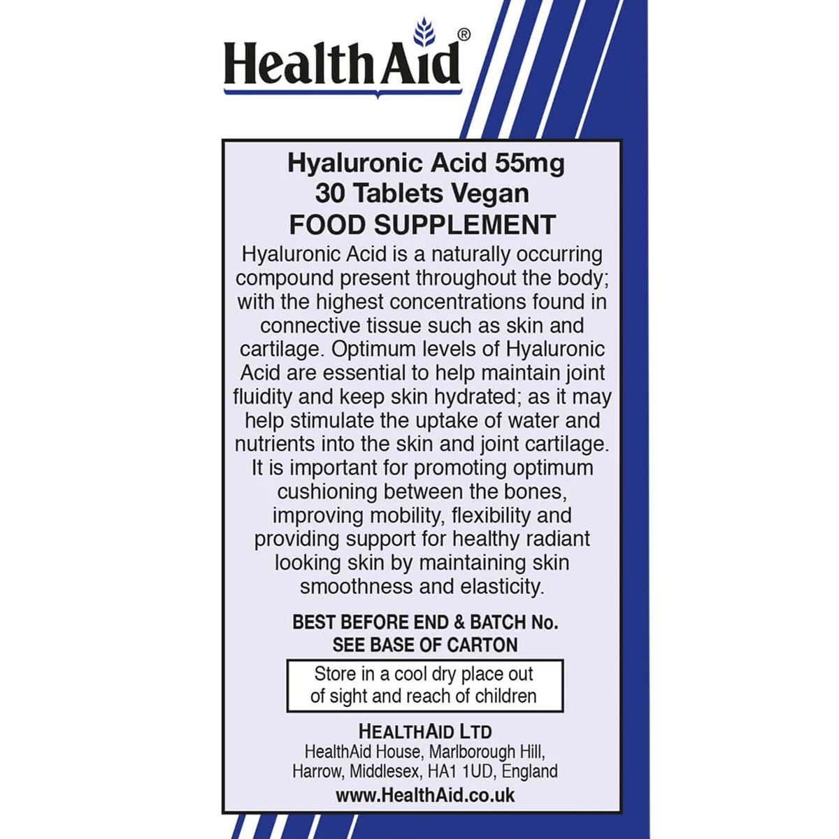 HEALTH AID - Hyaluronic Acid 55mg - 30tabs