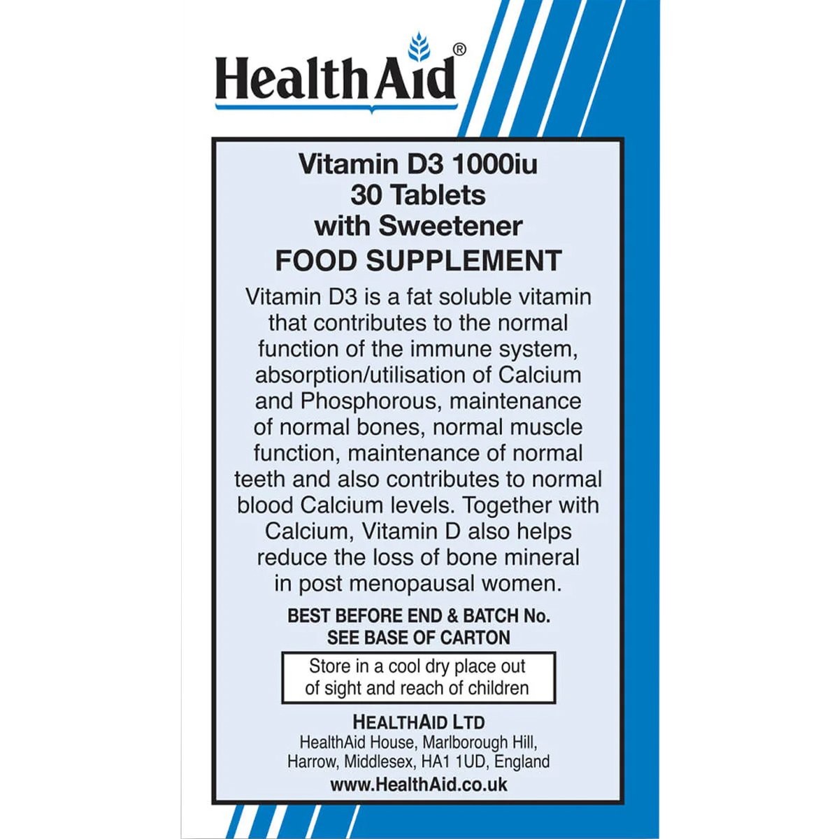 HEALTH AID - Vitamin D3 1000iu - 30tabs