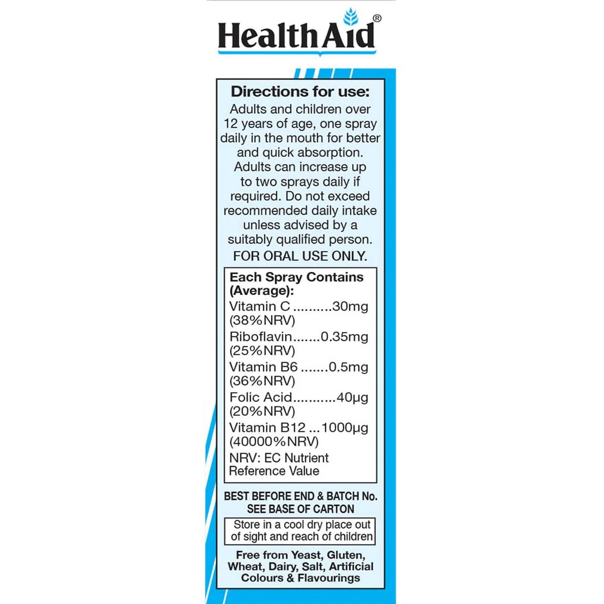 HEALTH AID - Vitamin B12 1000μg (oral spray) - 20ml