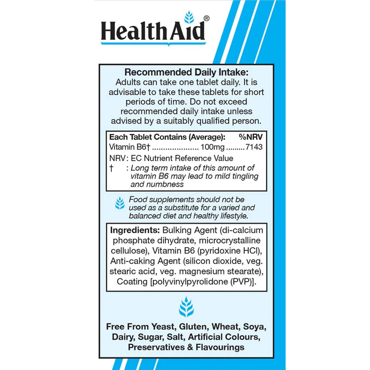 HEALTH AID - Vitamin B6 100mg - 90tabs