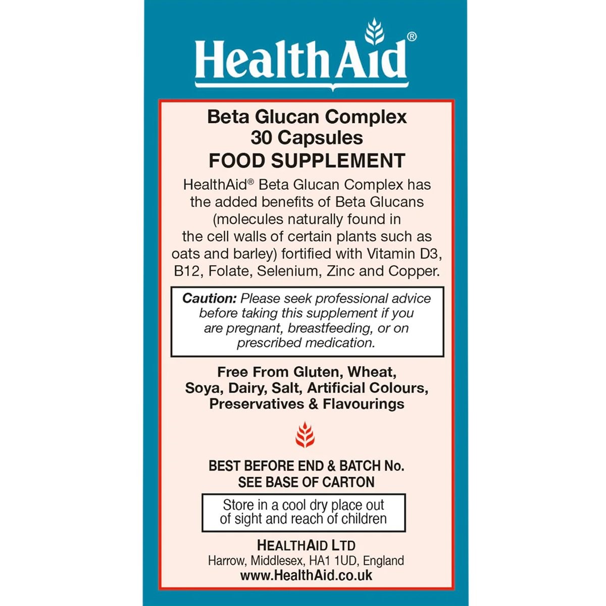 HEALTH AID - Beta Glucan Complex - 30 caps