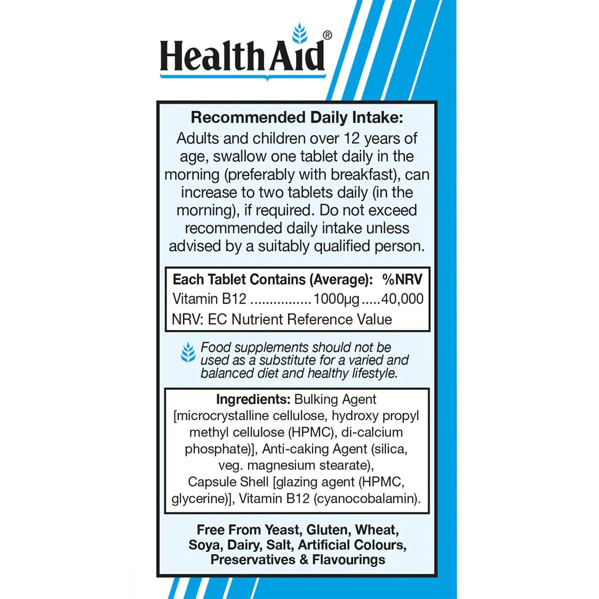 HEALTH AID - VEGAN Vitamin B12 1000μg - 50tabs