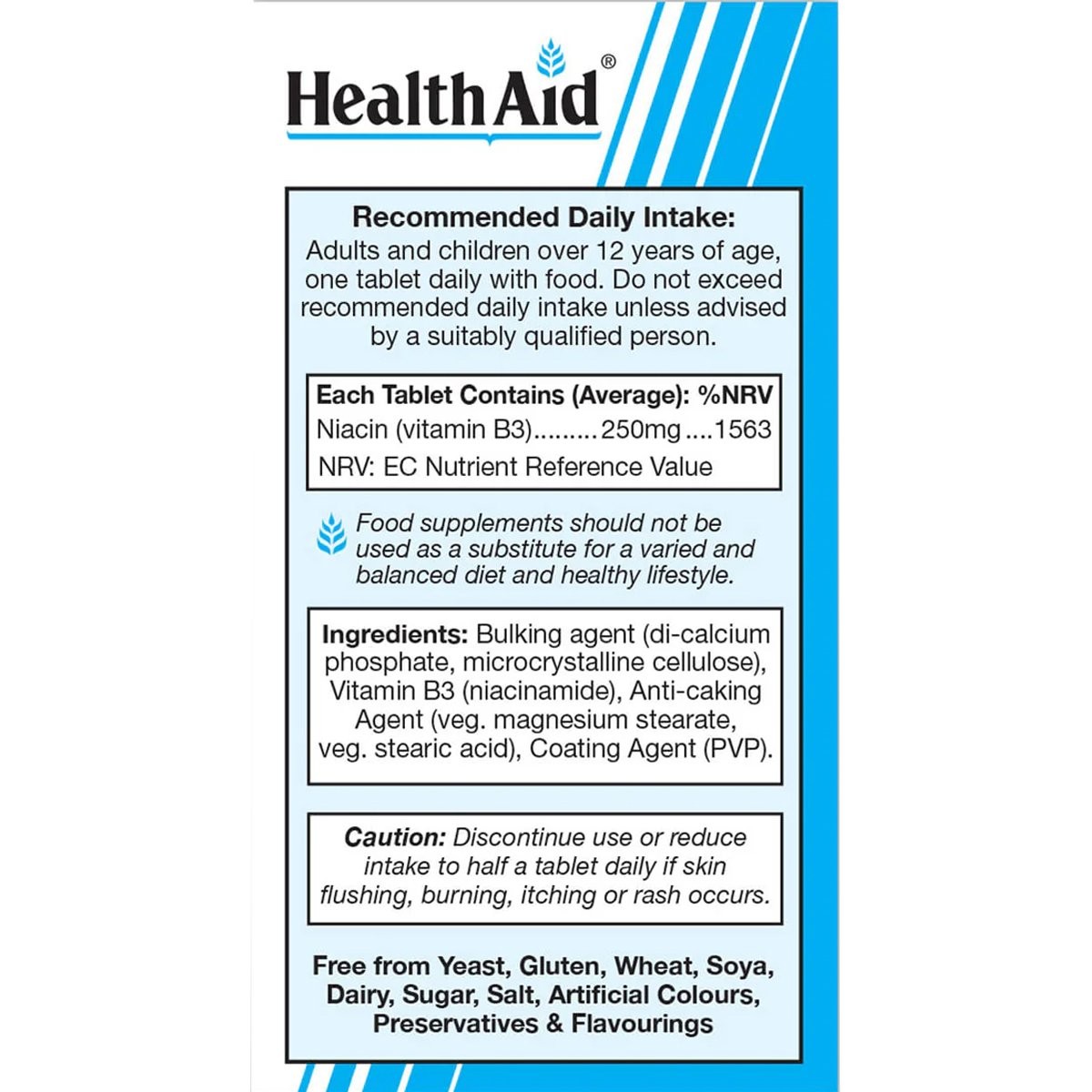 HEALTH AID - VEGAN Vitamin B3 (Niacin) 250mg - 90tabs