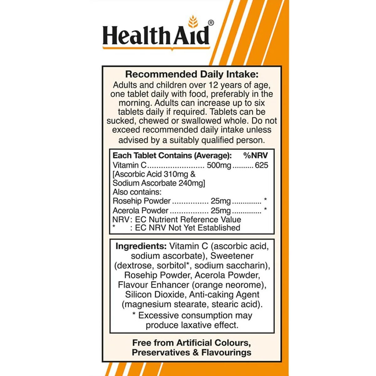 HEALTH AID - Vitamin C 500mg - 60chew.tabs
