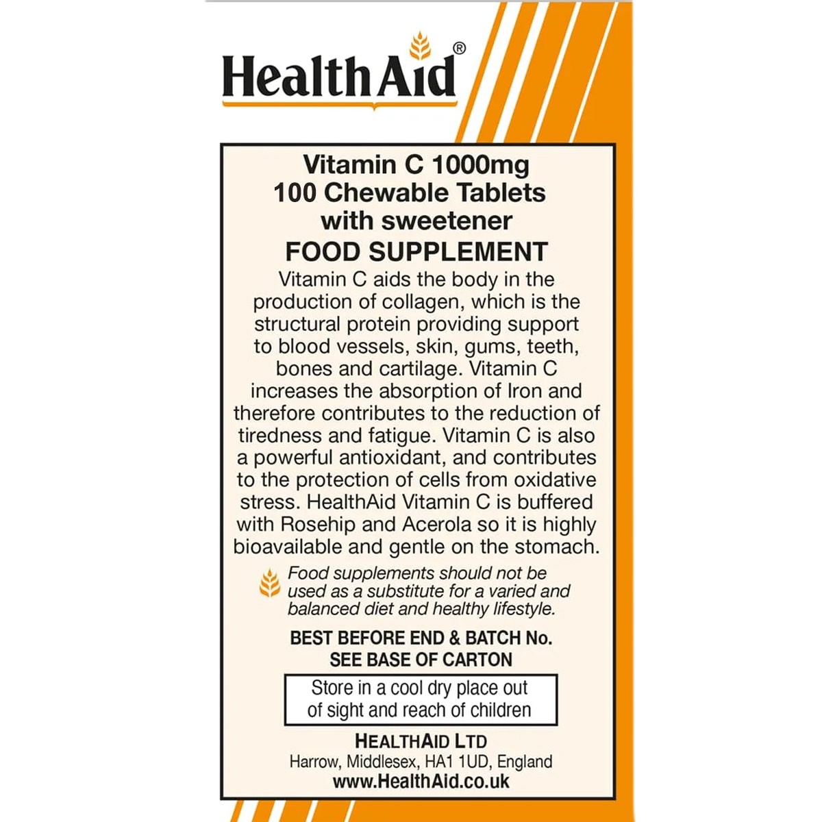 HEALTH AID - Vitamin C 1000mg - 100chew.tabs