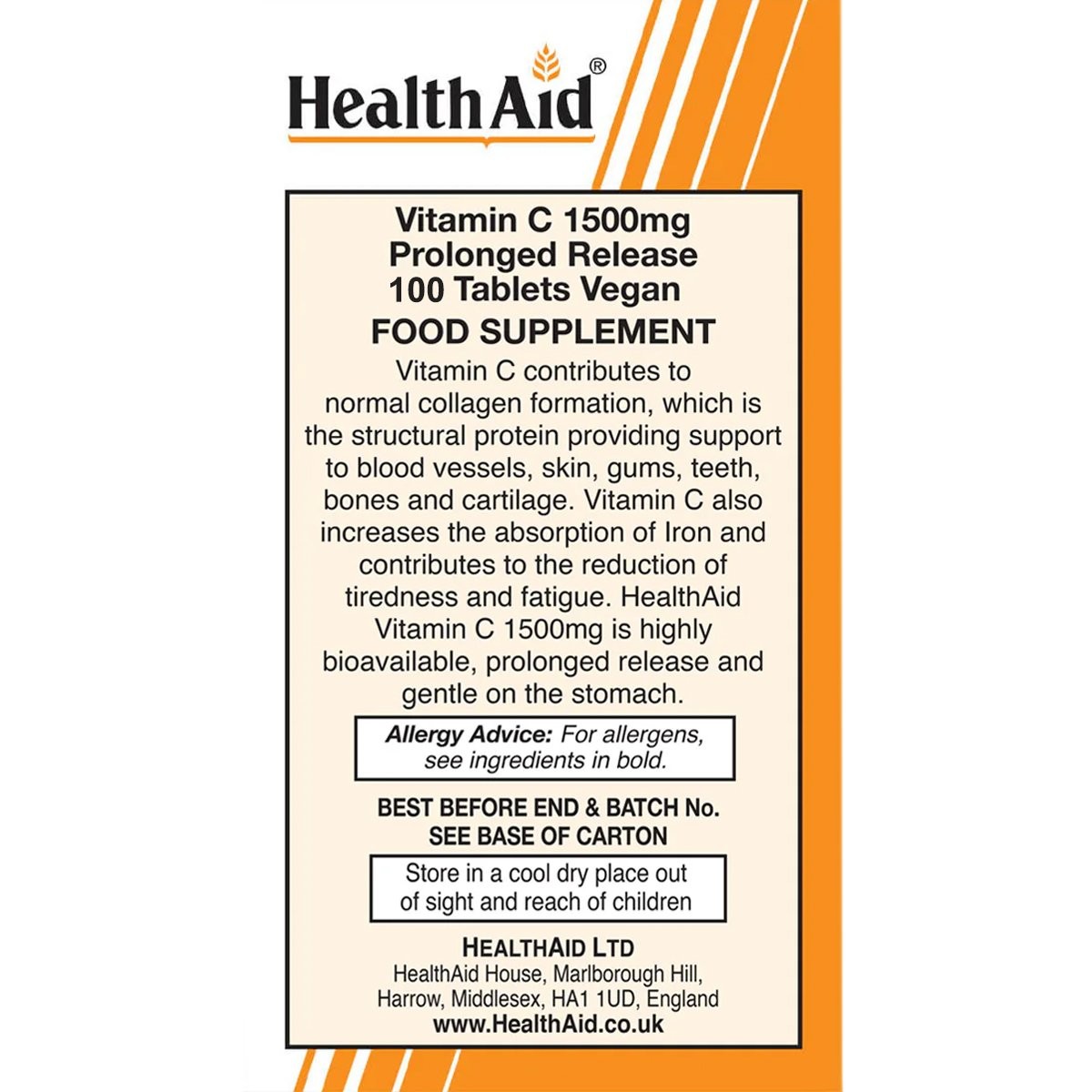 HEALTH AID - Vitamin C 1500mg - 100tabs