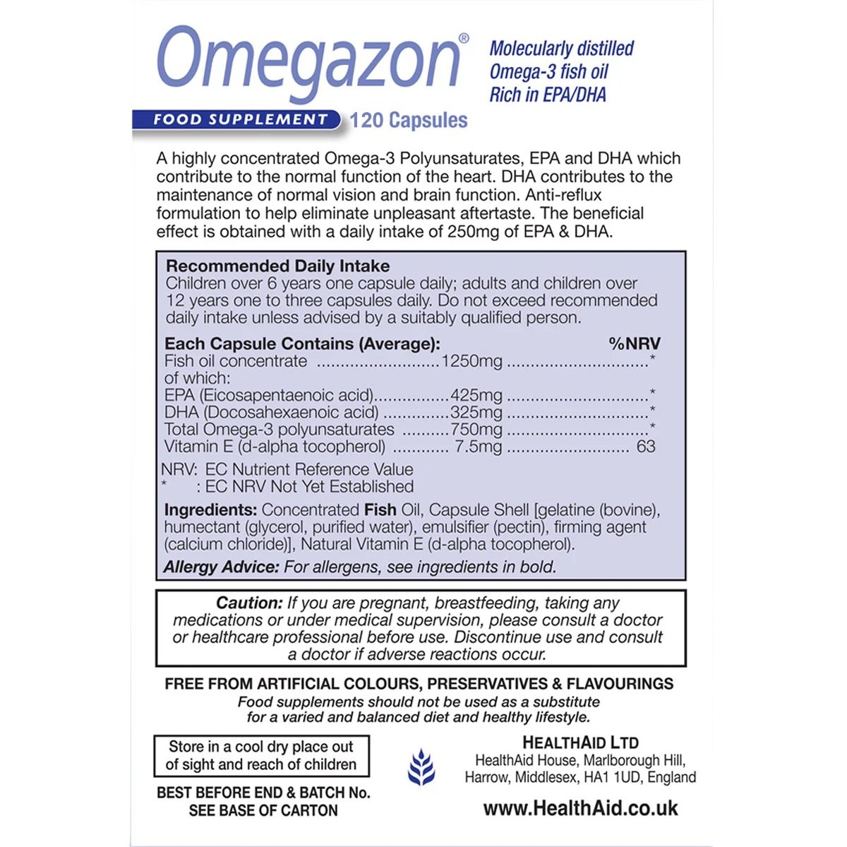 HEALTH AID - OMEGAZON Omega-3 750mg - 120caps