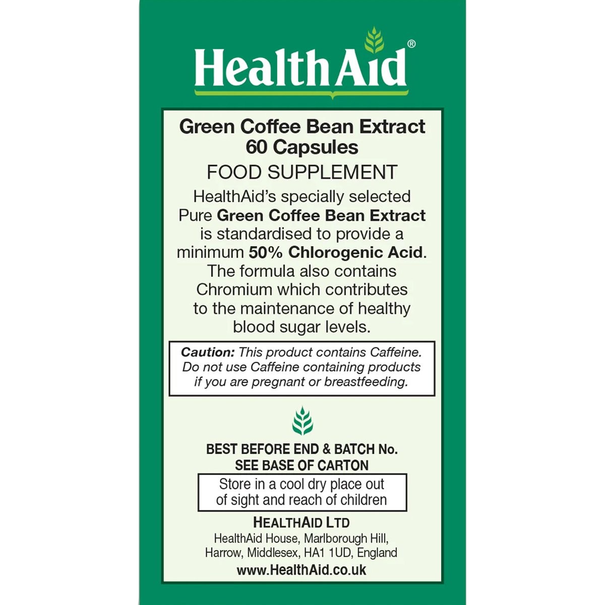 HEALTH AID - Green Coffee Bean Extract - 60caps