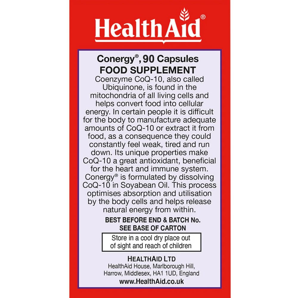 HEALTH AID - CONERGY Mega Strength CoQ-10 30mg - 90caps