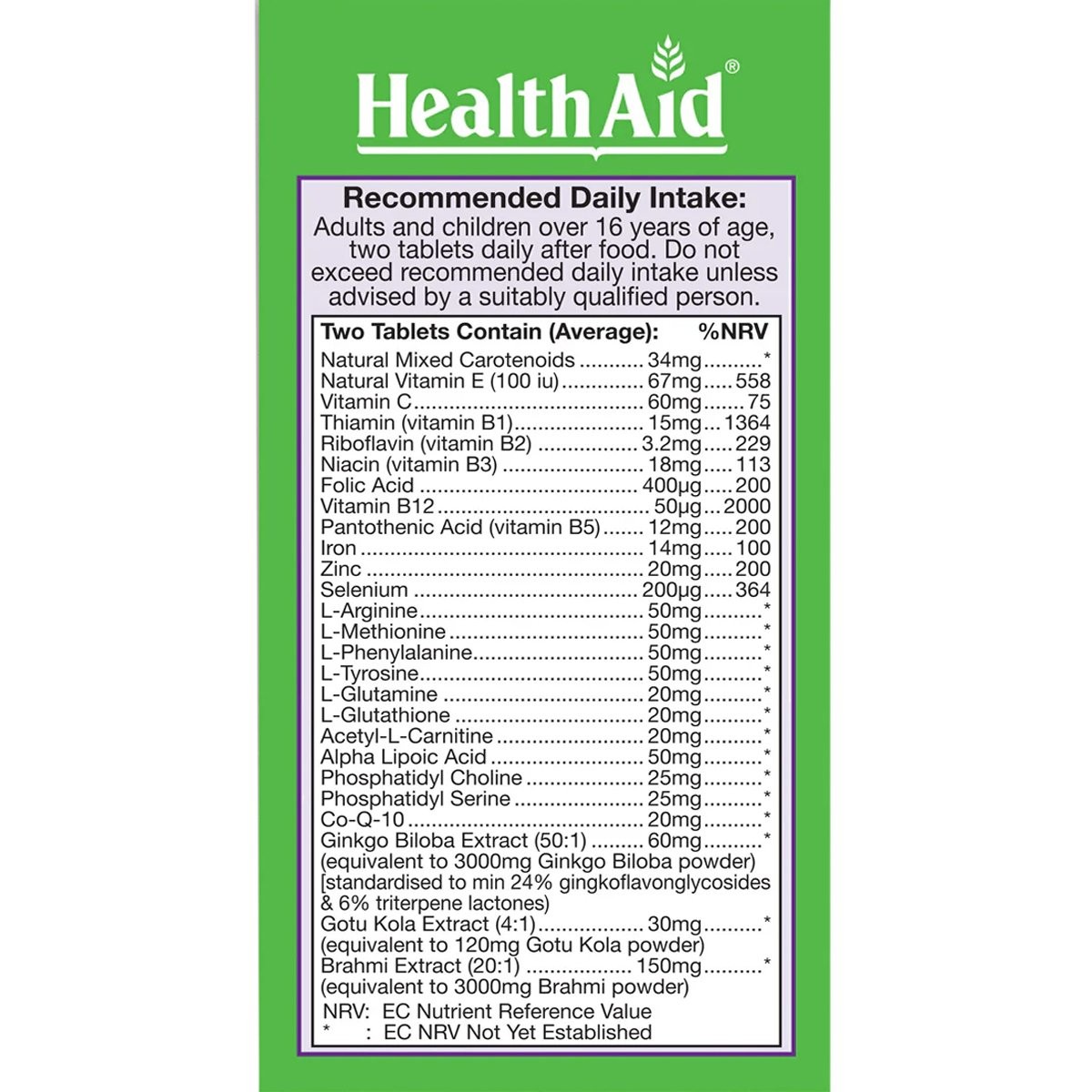 HEALTH AID - Brainvit - 60tabs