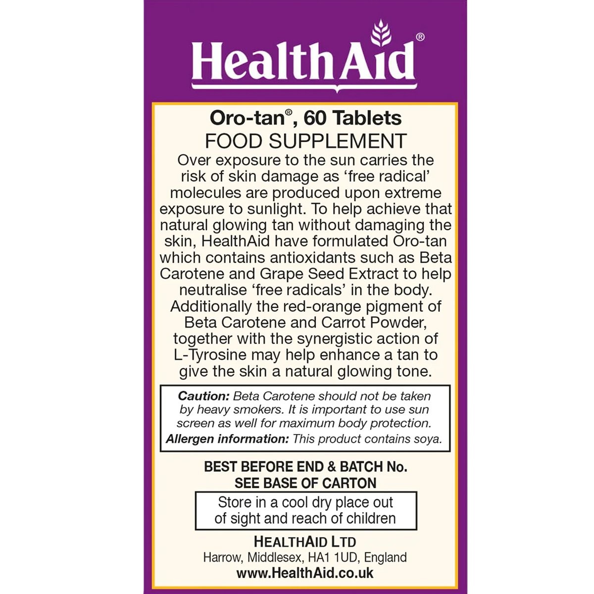 HEALTH AID - Oro-Tan - 60tabs