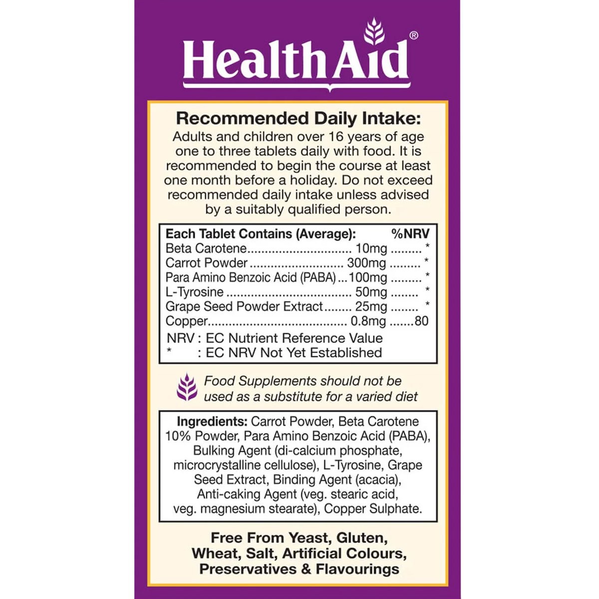 HEALTH AID - Oro-Tan - 60tabs