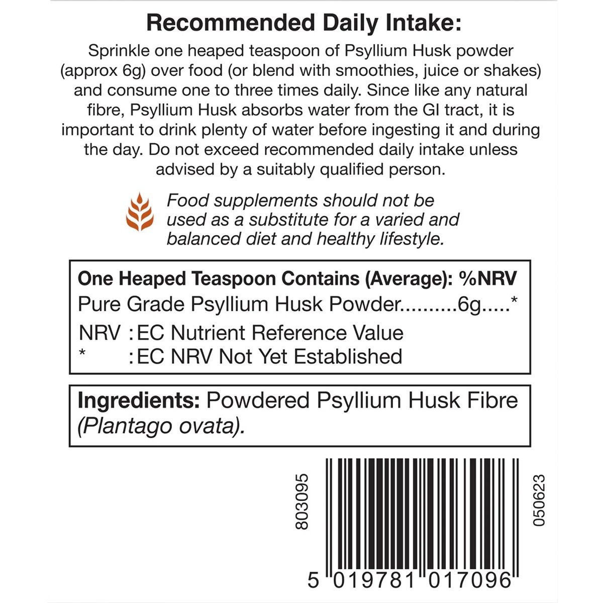 HEALTH AID - Psyllium Husk Powder - 300gr