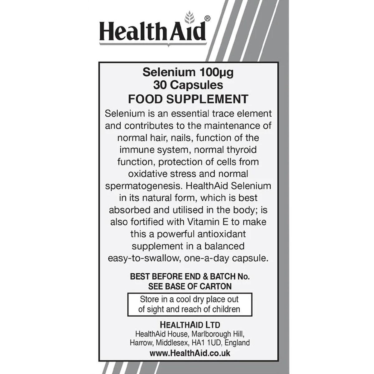 HEALTH AID - Selenium with Vitamin E 400iu - 30caps