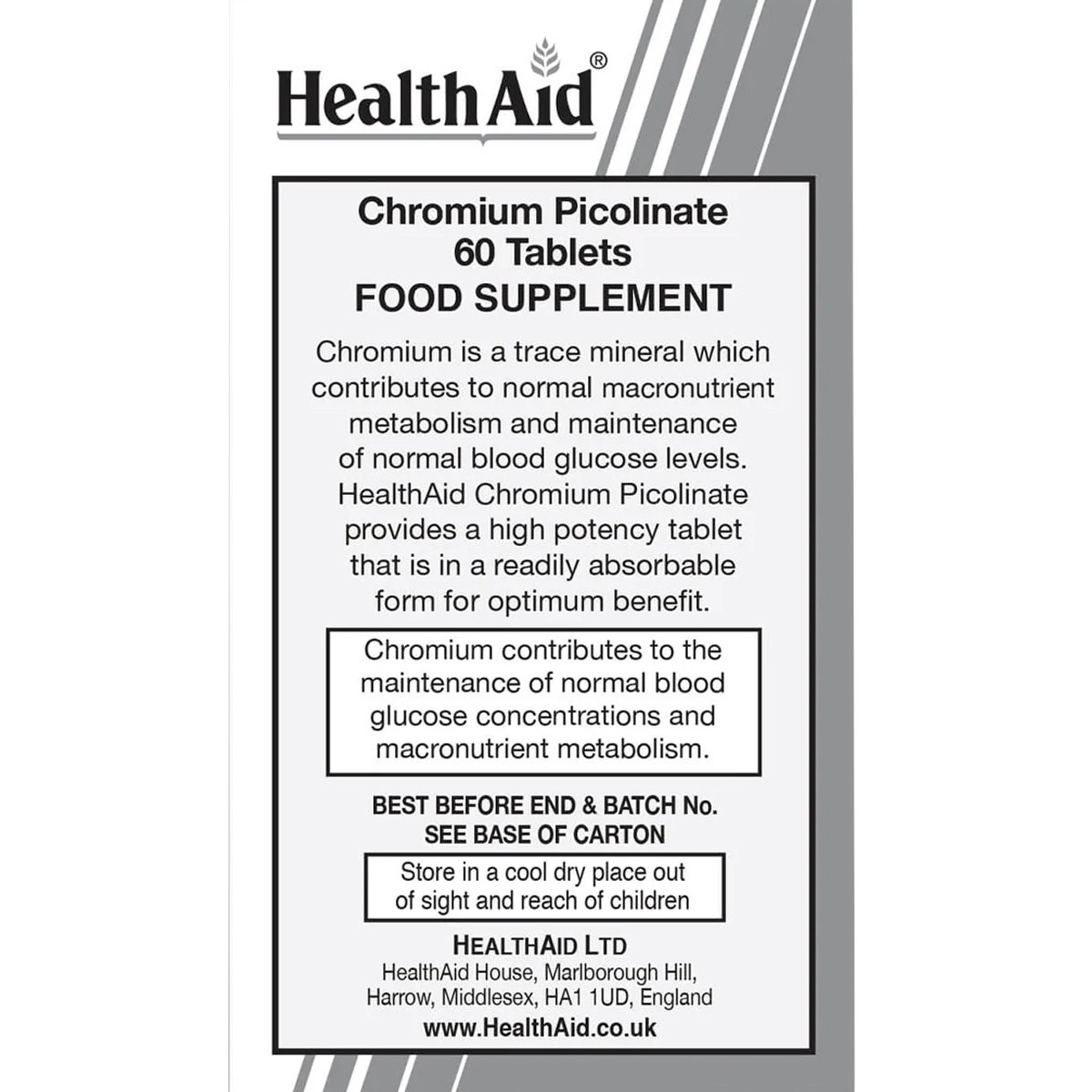 HEALTH AID - Chromium Picolinate 1800mg - 60tabs