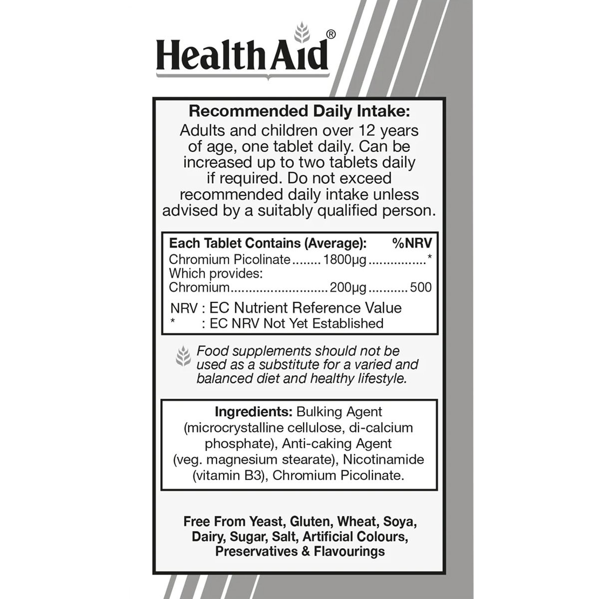 HEALTH AID - Chromium Picolinate 1800mg - 60tabs