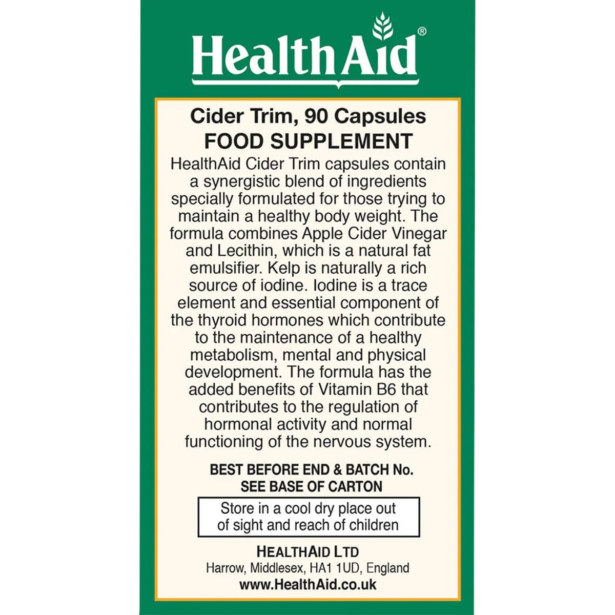 HEALTH AID - Cider Trim - 90caps