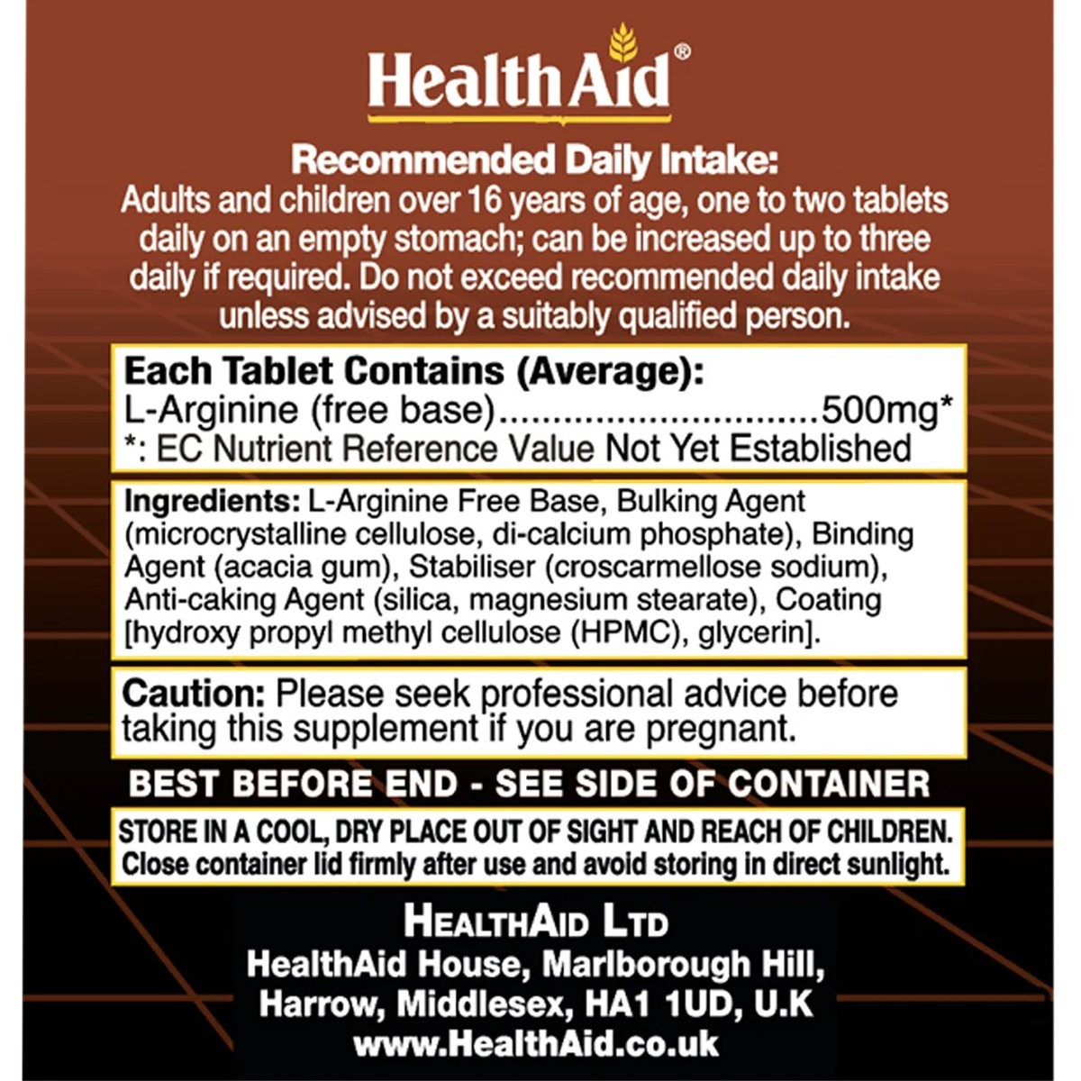 HEALTH AID - L-Arginine 500mg - 60tabs