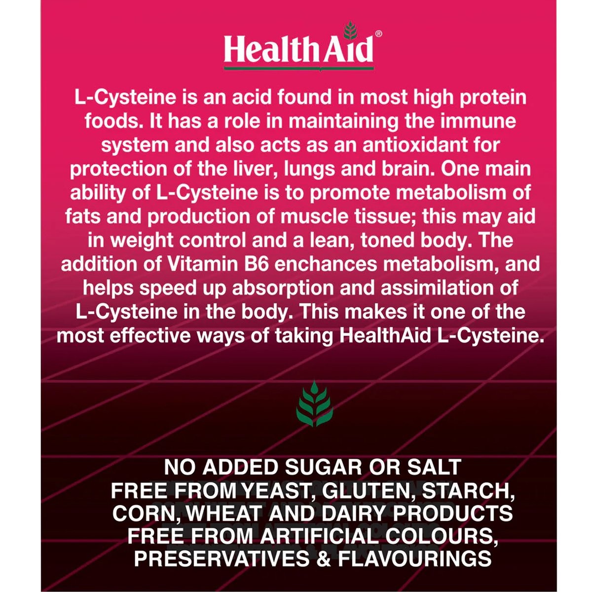 HEALTH AID - L-Cysteine with Vitamin B6 550mg - 30tabs