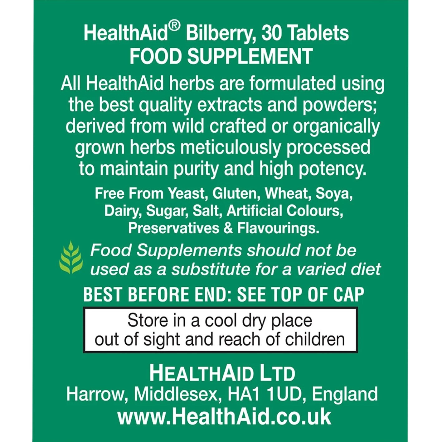 HEALTH AID - Bilberry 275mg - 30caps