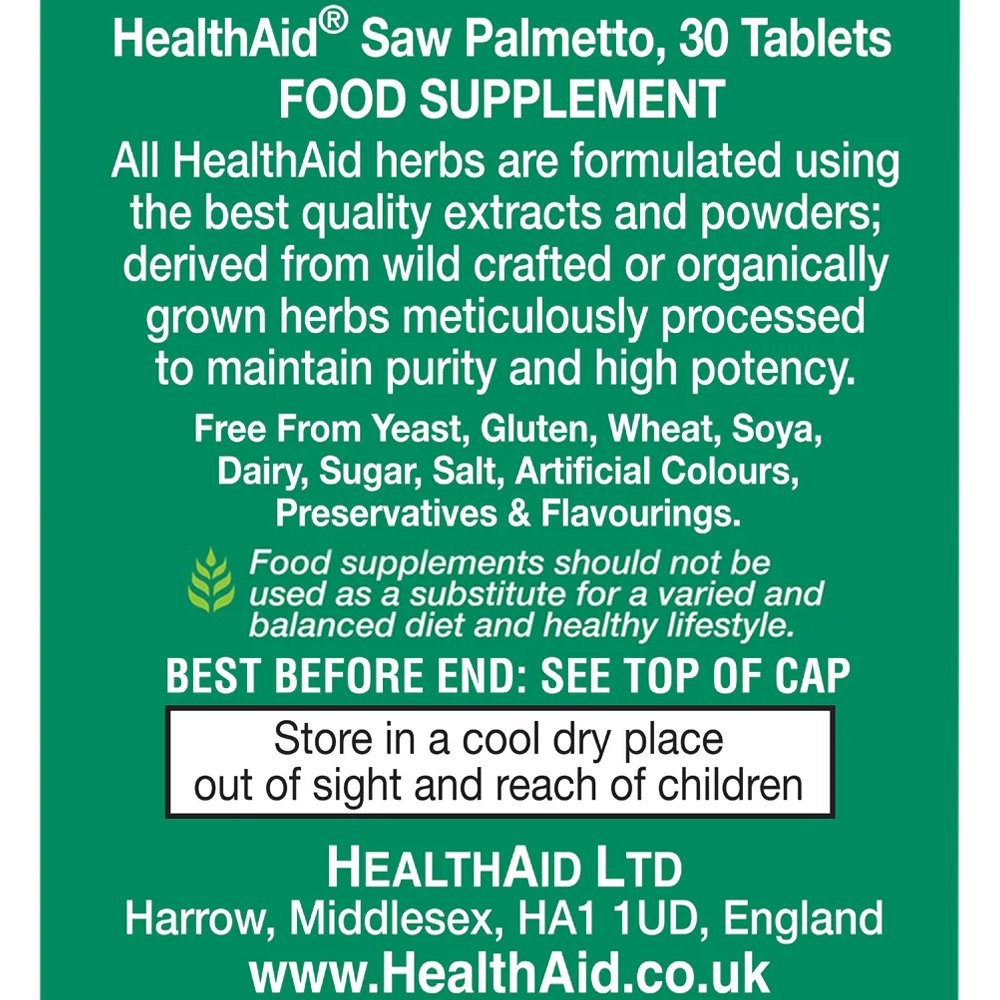 HEALTH AID - Saw Palmetto 265mg - 30tabs