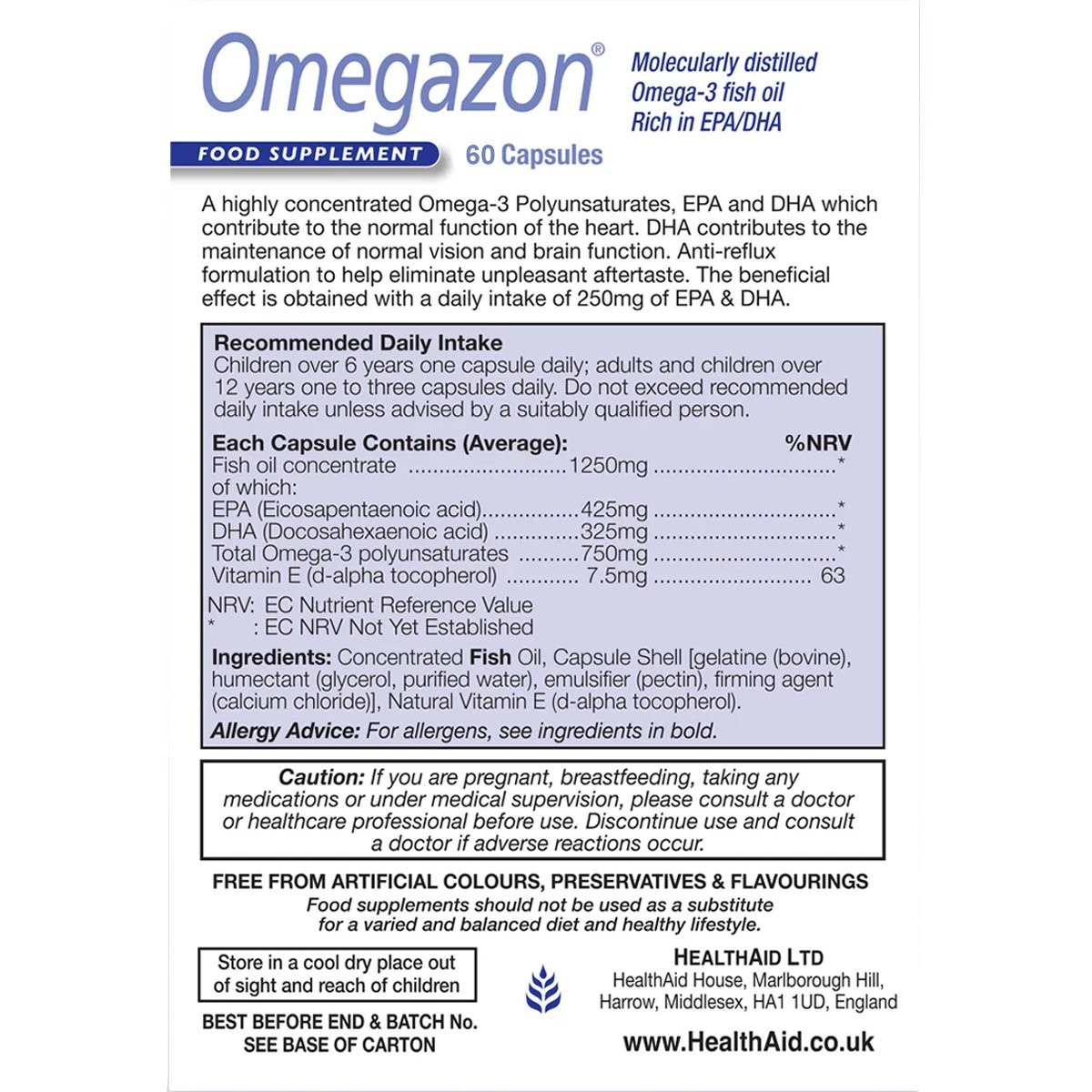 HEALTH AID - OMEGAZON Omega-3 750mg - 60caps