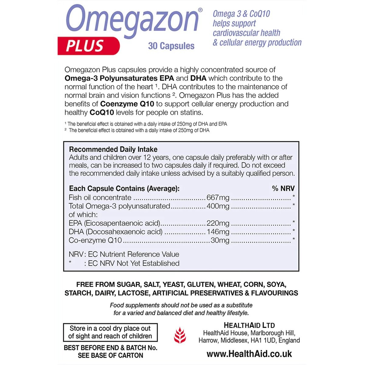 HEALTH AID - OMEGAZON Plus (Omega 3 & Co Q10) - 30caps