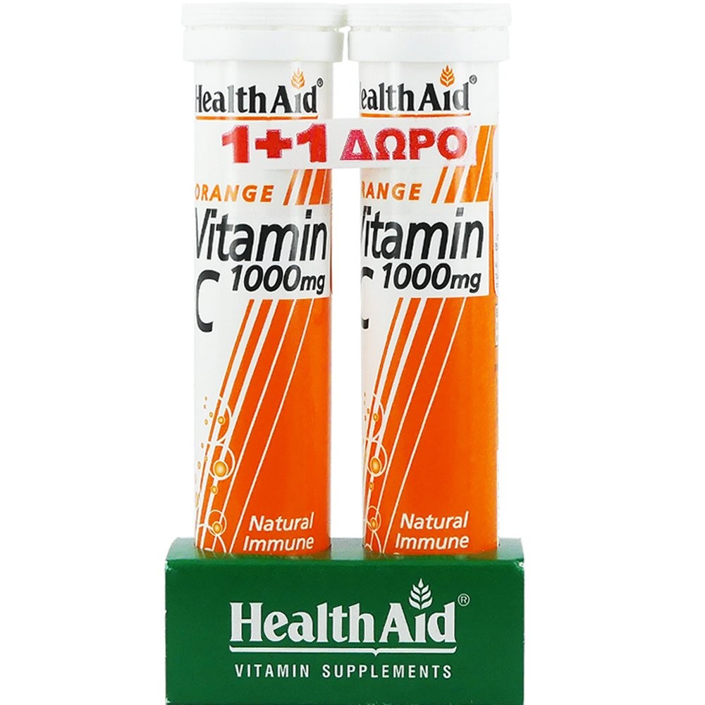 Heath Aid Πακέτο Προσφοράς Vitamin C 1000mg Orange 1+1 Δώρο 2χ20eff.tabs – Health Aid