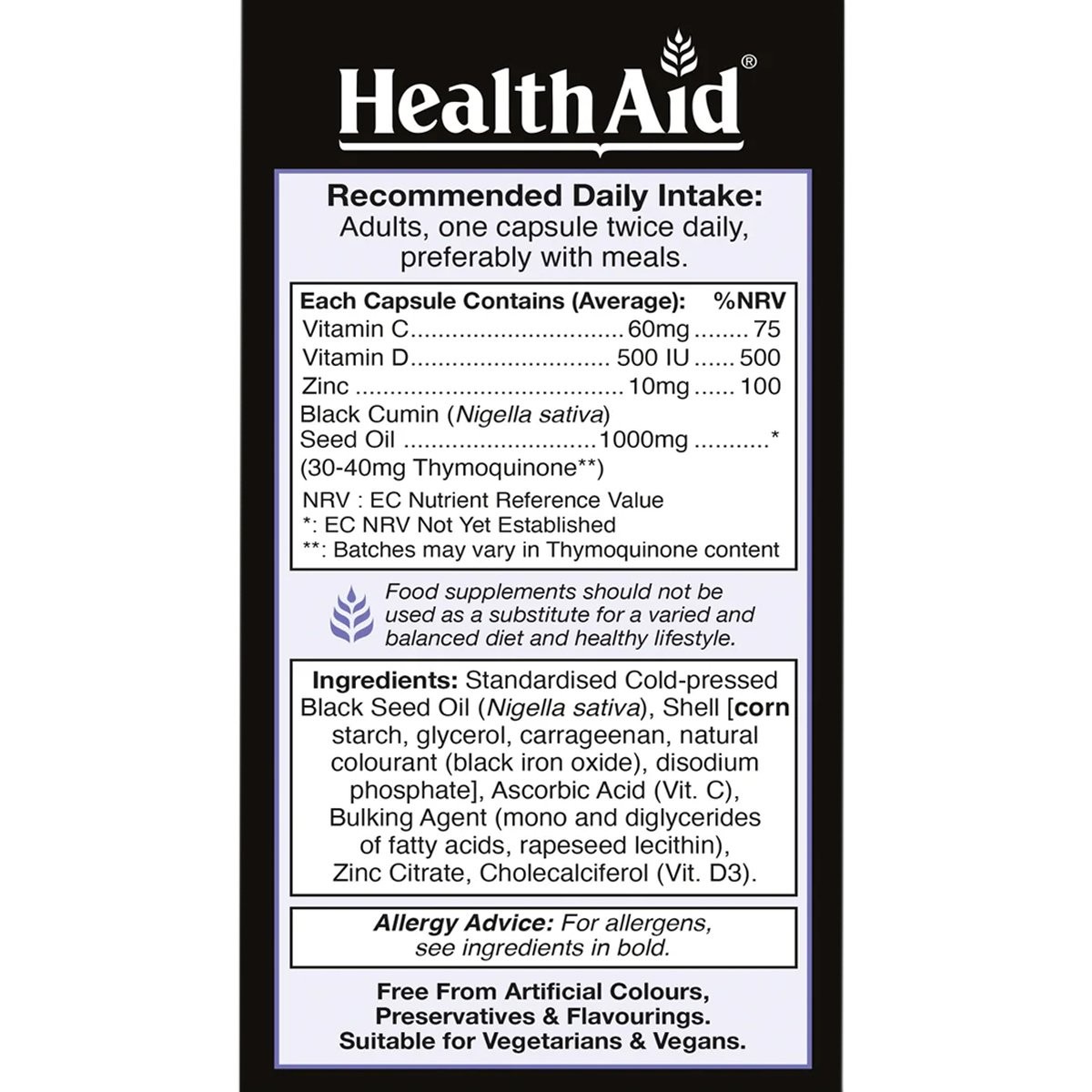 HEALTH AID - Black Seed Oil 1000mg - 60caps