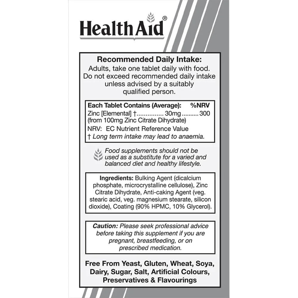 HEALTH AID - Zinc Citrate 100mg - 100tabs