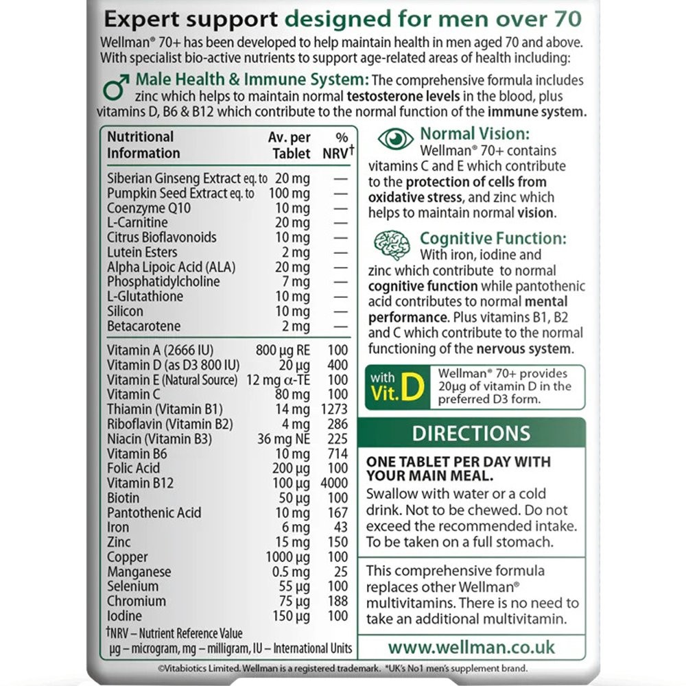 VITABIOTICS - Wellman 70+ - 30tabs