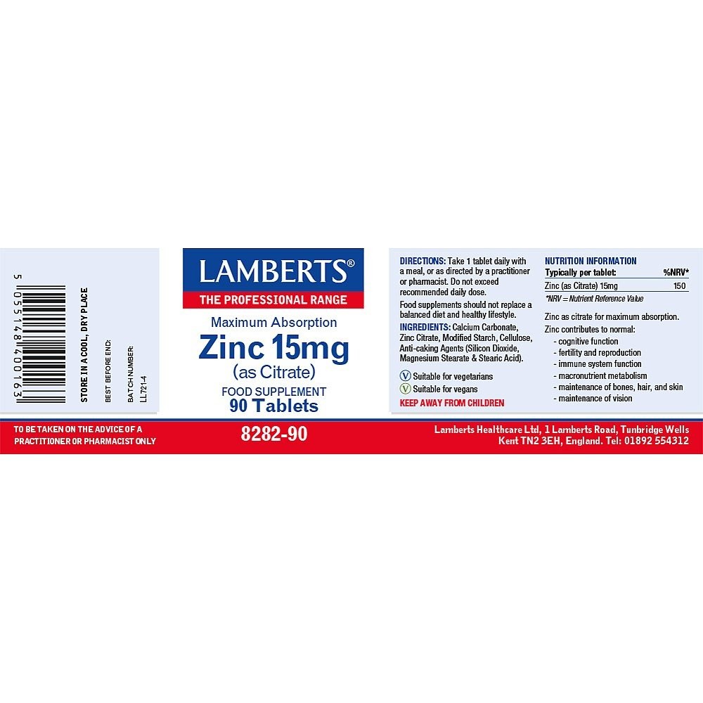 LAMBERTS - Zinc 15mg - 90tabs