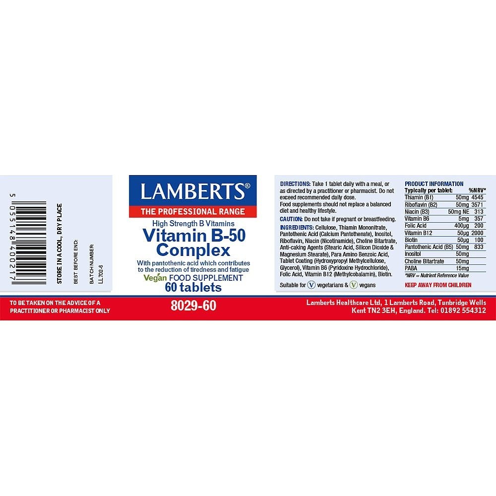 LAMBERTS - Vitamin Β-50 Complex - 60tabs