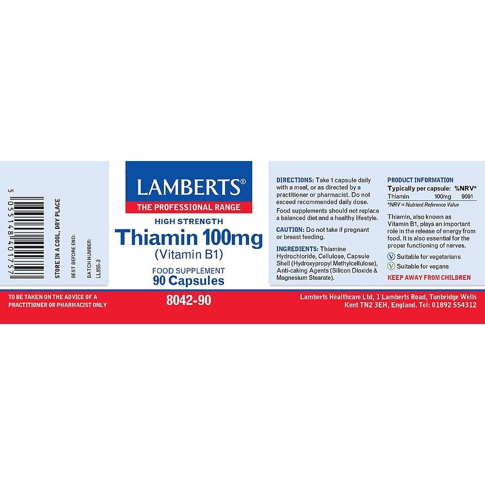 LAMBERTS - Thiamin 100mg (Vitamin B1)- 90caps