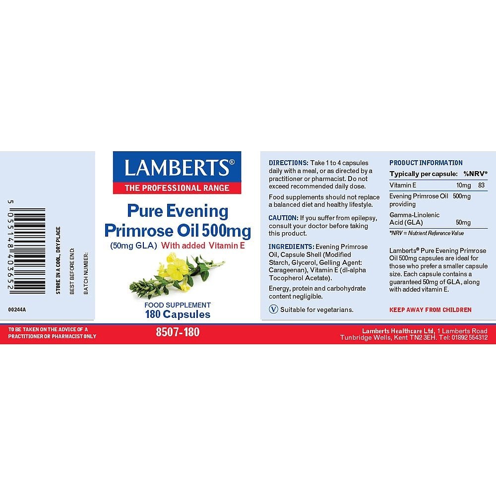LAMBERTS - Pure Evening Primrose Oil 500mg - 180caps