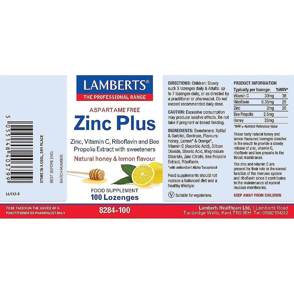 LAMBERTS - Zinc Plus - 100lozenges