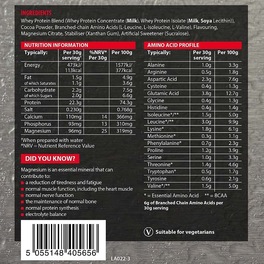 LAMBERTS - PERFORMANCE Whey Protein + Magnesium Chocolate Flavour - 1kgr
