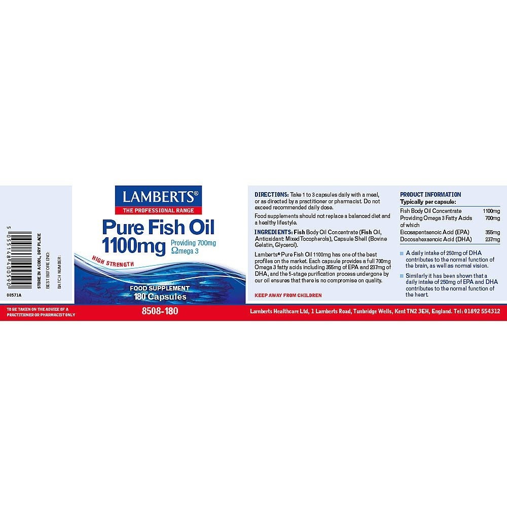 LAMBERTS - Pure Fish Oil 1100mg - 180caps