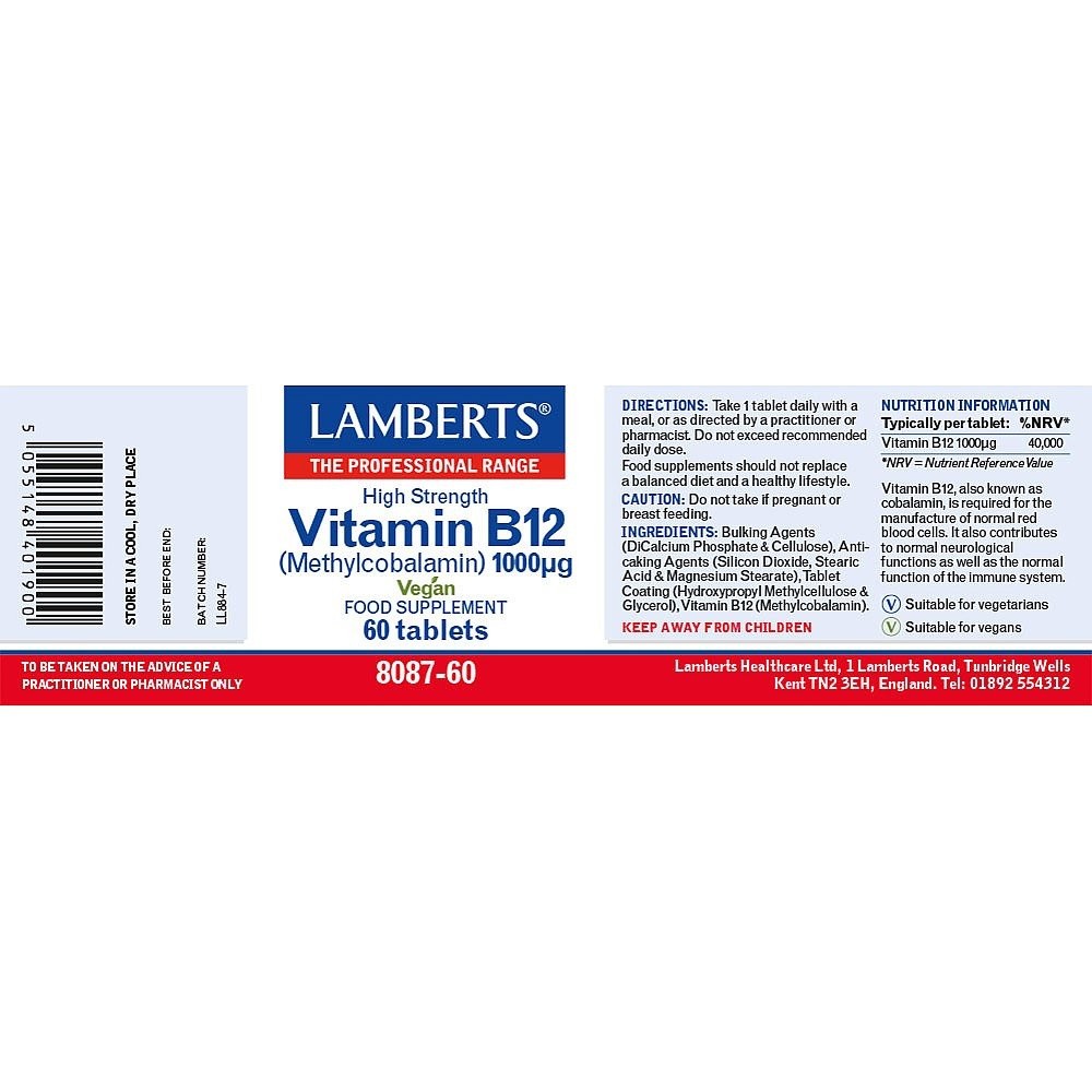 LAMBERTS - Vitamin B12 1000μg - 60tabs