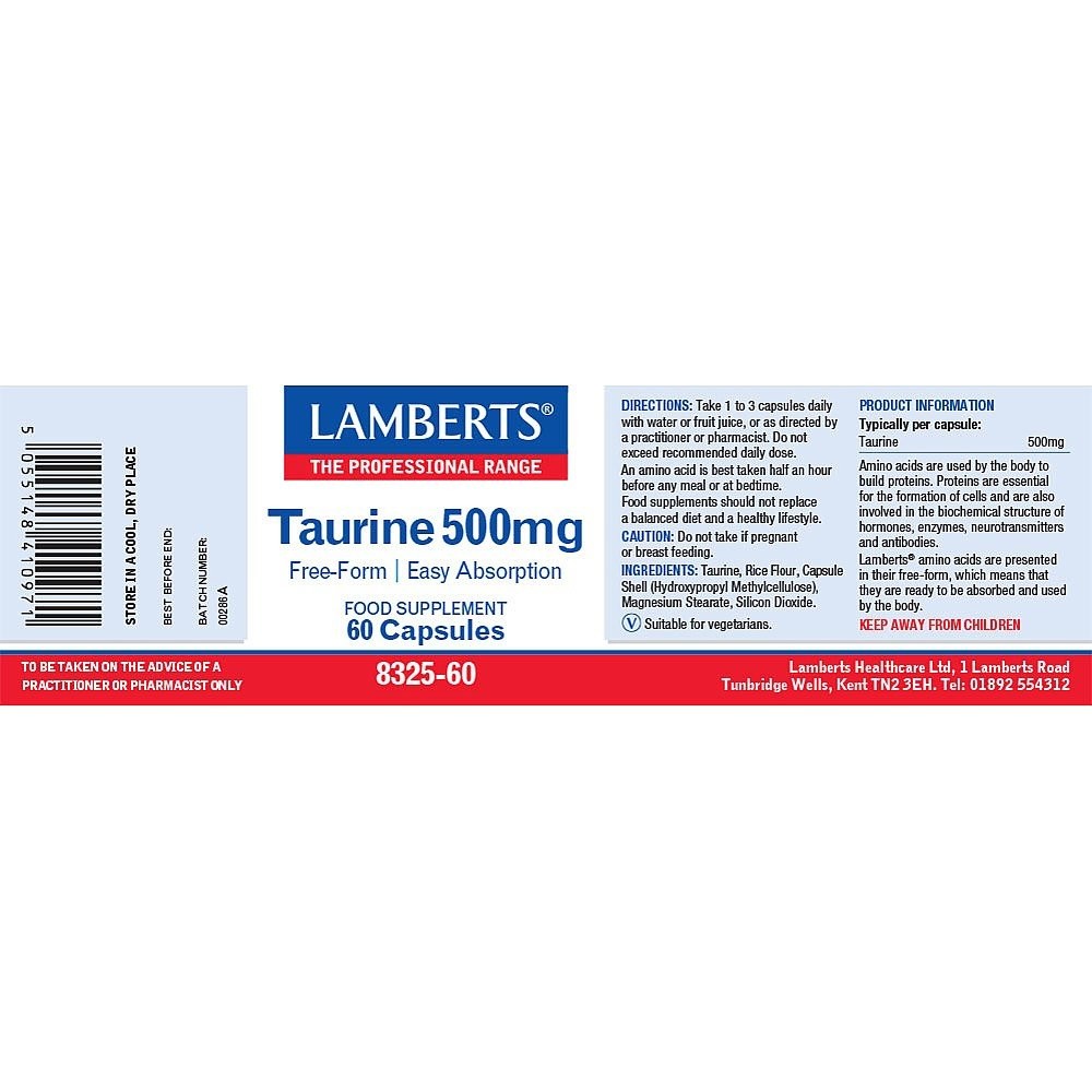 LAMBERTS - Taurine 500mg - 60caps