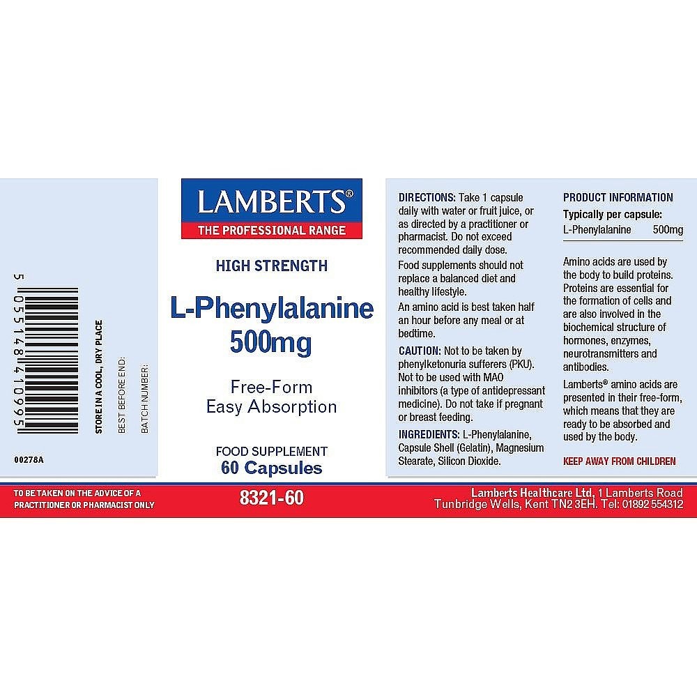 LAMBERTS - L-Phenylalanine 500mg - 60caps