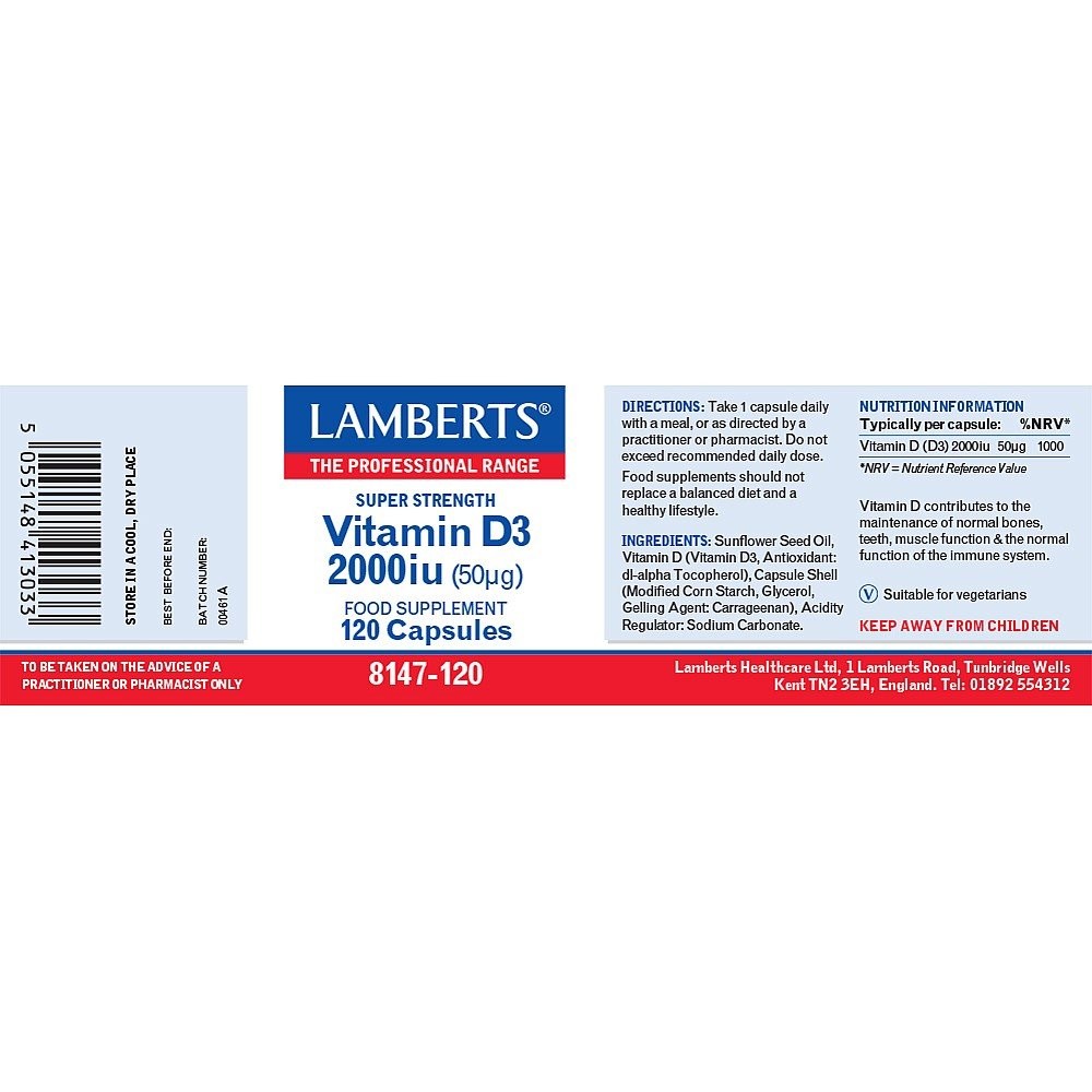 LAMBERTS - Vitamin D3 2000iu - 120tabs