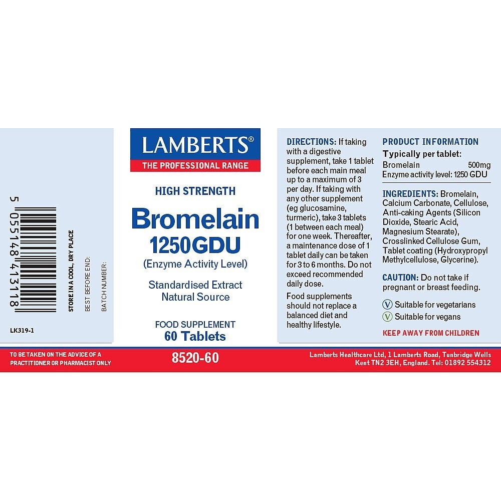 LAMBERTS - Bromelain 1250GDU - 60tabs
